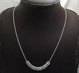 18" Byzantine Oval Cable Link Chain Necklace Lobster Lock Real Sterling Silver - Picture 1 of 4