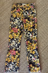 NEW Mother The Hustler Ankle Fray Cord Pants Jeans In Autumn Floral Size 25 - Picture 1 of 5