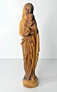 Handgeschnitzte Olivenholz Statue Madonna & Kind / Maria & Jesus 10" hoch - Bild 1 von 8