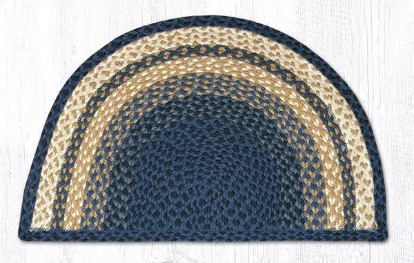 Braided Jute Slice Half Moon Area Rug. 2 Sizes. Earth Rugs. LIGHT BLUE DARK BLUE - Image 1 of 1