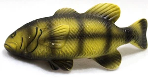 BASS Fish CHALKWARE Vintage Hand Painted Figurine Green Tone Matte 5 Inch CURVED - Picture 1 of 5