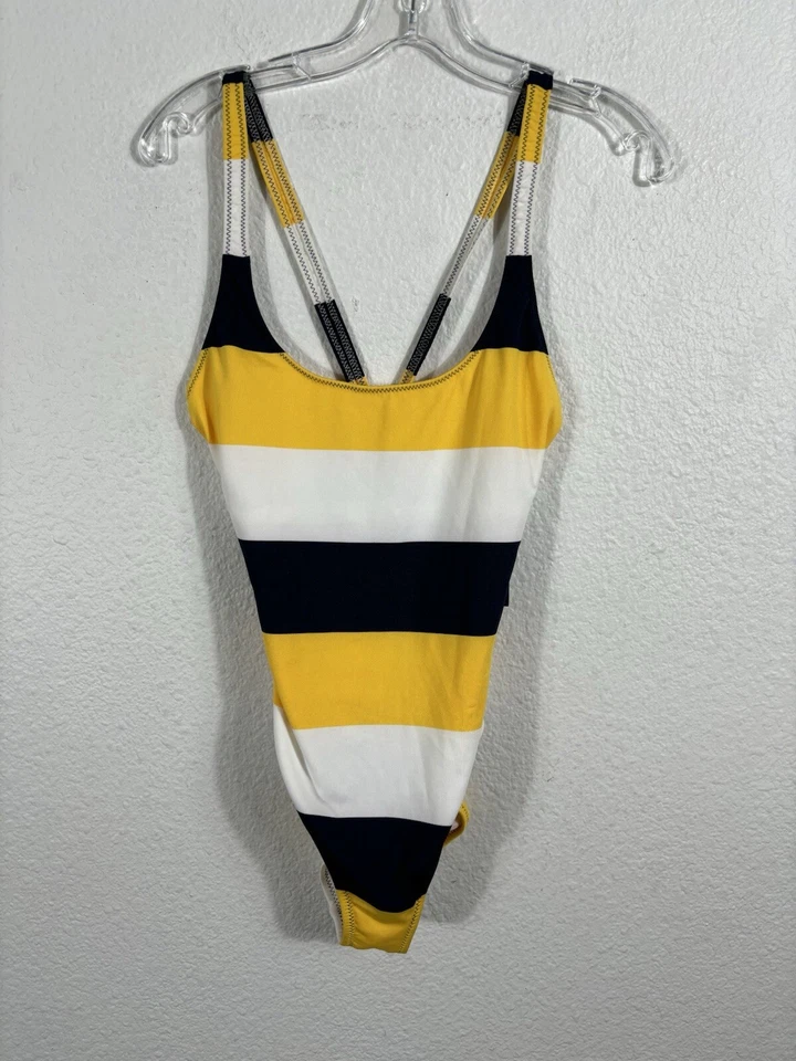 Traje de baño deportivo vintage Y2K Ralph Lauren para mujer talla 12 a rayas multicolor Foto 1 de 4