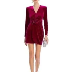 Aqua XS Velvet Rosette Bodycon Short Dress - 100% Exclusive Pink Long Sleeve - Picture 1 of 7