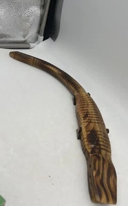 Alligator Crocodile 18” Head & Body Move Hand Carved Unmarked Wood Articulating - Picture 1 of 11