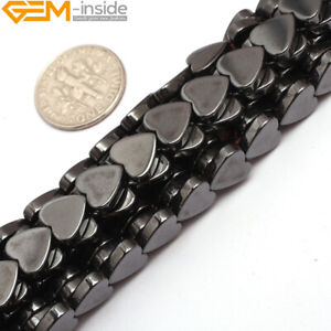Natural Black Hematite Heart Gemstone Beads Jewelry Making 15" 8mm No Magnetic