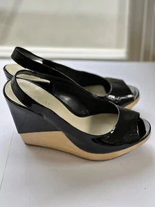Black Patent Leather Nine West Sandals size 6, have been worn - Picture 1 of 13