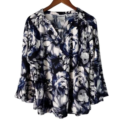 Blusa Top BonWorth Mujer Estampado Floral Cuello en V Manga Campana Talla Grande Foto 1 de 4