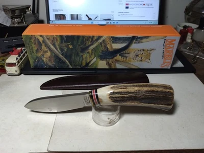 Cuchillo de hoja fija tallador de ciervos con caja Marbles USA Fieldcraft Foto 1 de 4