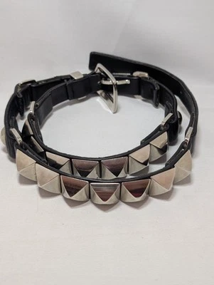 Suzi Roher Canada Black Leather  Silver Studded Gothic Punk Belt Sz M - Image 1 of 4