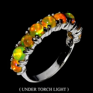 925 Sterling Silver Ring Round Fire Opal 4mm Natural Gemstone Jewelry Size 7.5 - Picture 1 of 13
