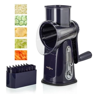 5-in-1 Rotary Grater with Storage Box & Suction Base - Stainless Steel Cheese... - Picture 1 of 9