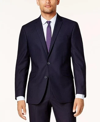 Kenneth Cole Mens Slim fit 2 Piece Suit 40 S / 33 Waist Navy Blue Solid Stretch - Image 1 of 4
