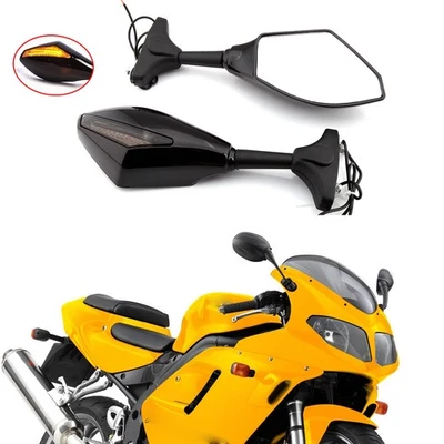2x For Triumph Daytona 675 955i MT Gloss Black Side Mirrors + LED Turn Signal - Image 1 of 4