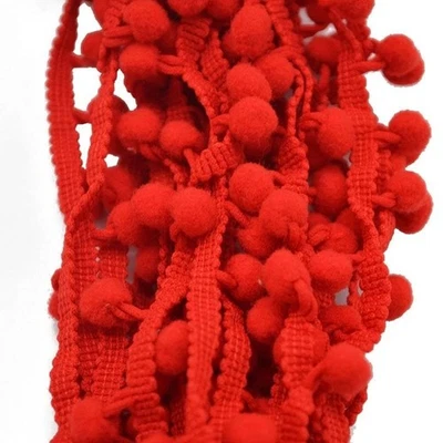 10 Yards 1inch Pom Pom Trim Ball Fringe Ribbon Sewing Accessories Lace DIY Craft - Image 1 of 4