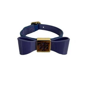 Tory Burch Armband Schleife lila blau Leder goldfarben Hardware - Bild 1 von 6