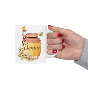 Personalized Bee coffee Mug Honey Pot and Bee Nature lover gifts Name Tea Cup - Imagen 1 de 9
