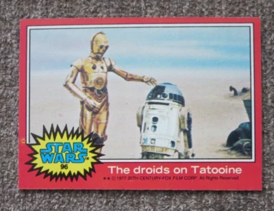 1977 TOPPS Red STAR WARS #96 C-3PO R2-D2 Card NM - Image 1 of 2