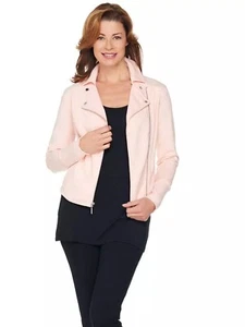 Chaqueta de moto Halston talla 2 rosa tejida elástica - Imagen 1 de 4
