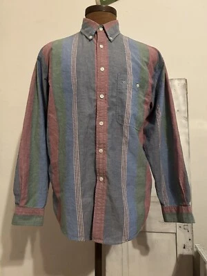Camisa Levis Dockers Vintage Años 90 M Bloque de Color Vertical Rayas Abotonadas Preppy Foto 1 de 4