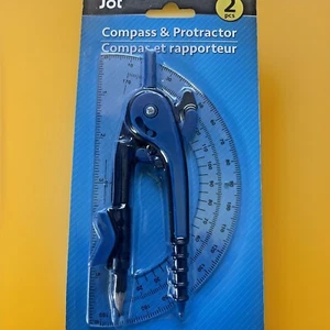 Zirkel und Winkelmesser Set mit Bleistift blau 2 Stück Mathe Geometrie Schulbedarf - Bild 1 von 8
