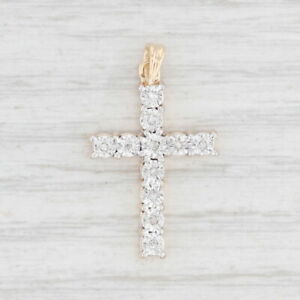 Diamond Accented Cross Pendant 10k White Yellow Gold Religious Jewelry