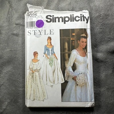 Simplicity 9025 Wedding Gown Pattern 8–18 Renaissance Style Princess Dress Y2K - Image 1 of 4