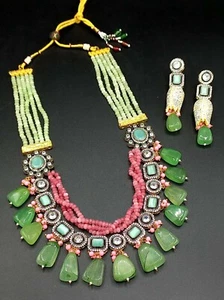 Bollywood Style Kundan Gold Plated Bridal Indian Ethnic Necklace Jewelry Set New - Picture 1 of 2