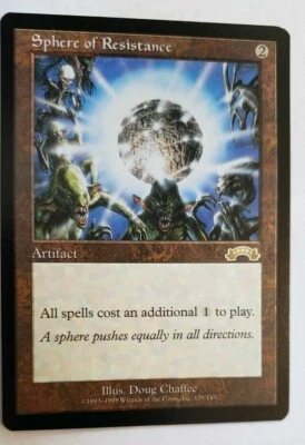 1998 Magic The Gathering  Exodus #139  Sphere of Resistance MTG  Rare Magic  - Image 1 of 4