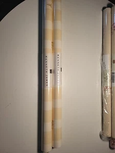 Kenneth James Wallpaper Pattern  Run #1(2 Large Rolls)Yellow And White Stripes  - Picture 1 of 6