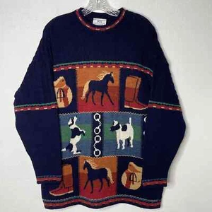 Vtg CONCEPT Knitwear 100% British Wool Mens Pullover Sweater Sz L Multicolor - Picture 1 of 12