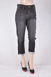 Neu Missy Black Wash Denim Stretch Capri 5 Funktionstaschen Umschlagsaum #NC554 - Bild 1 von 3