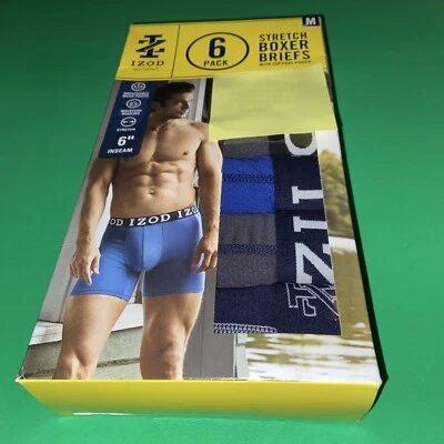 IZOD 6 PACK MENS’ STRETCH BOXER BRIEFS/ MEDIUM - Image 1 of 4