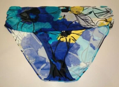 Biquíni Be Creative tamanho 14 BANDED HIPSTER azul floral nova natação - Imagem 1 de 4