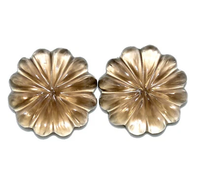 Par de piedras preciosas sueltas de cuarzo ahumado natural hechas a mano 15x15 mm 13,18 CTS Foto 1 de 4