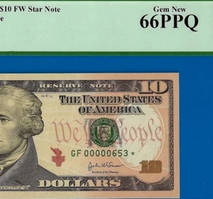 Fr 2039-F* 2004A $10 FRN Atlanta star PCGS 66PPQ low serial number star 00000653 - Picture 1 of 4