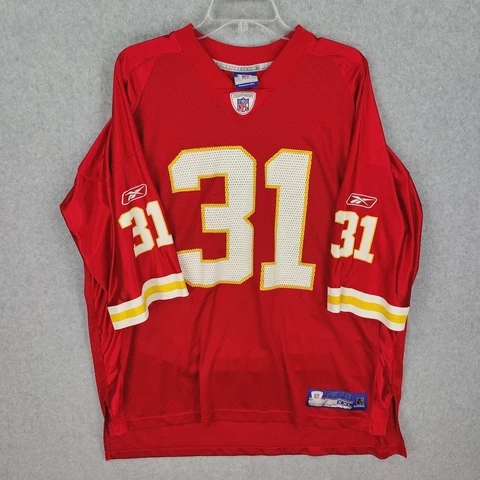 Reebok Men Size XXL NFL KC Chiefs #31 Priest Holmes Red Short Sleeve Mesh Jersey Cover
