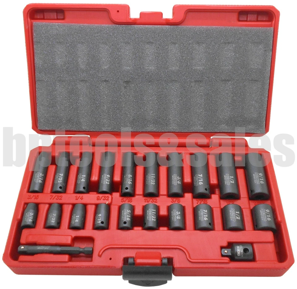 Juego de enchufes de impacto profundo y poco profundo (SAE) CR-V 3/16" 22 piezas 1/4" Dr. 6 puntos Foto 1 de 1