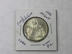 1936 French Indo China Liberty Old France Republic Silver 50 Cent Coin - Picture 1 of 4