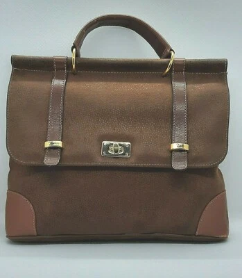 Bolso de Mano de Negocios TEXIER FRANCE Vintage Cuero Guijarro Marrón Foto 1 de 4