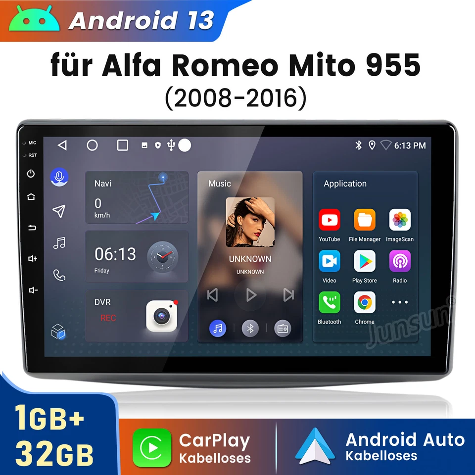Carplay Für Alfa Romeo Mito 2008-2019 Autoradio GPS Navi WIFI BT DAB+ SWC 1+32GB