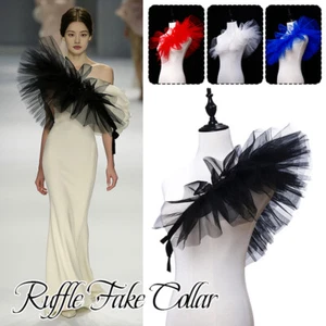 Ladies Puffy Net Scarf Fake Collar Cosplay Makeup Ball Program Host CostumeProps - Picture 1 of 22