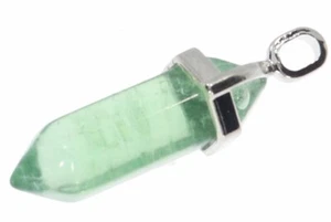  Fluorita verde doble punta joyería colgante ojal colores plata 40x11mm - HS1360 - Imagen 1 de 2