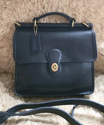 Vintage Coach Willis 9927 Navy Blue Leather Messenger Bag - Image 1 of 4