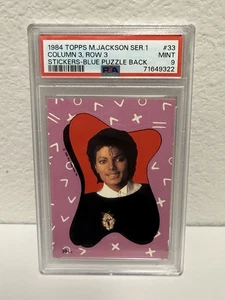 1984 Topps - MICHAEL JACKSON - Blue Puzzle Sticker - King of Pop - Mint - PSA 9 - Picture 1 of 3