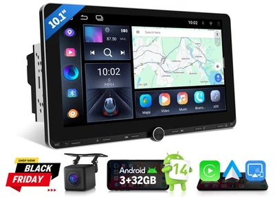 Android 14 3+32 10.1" Car Stereo Wireless CarPlay GPS Navigation Radio 2 DIN DSP - Image 1 of 4
