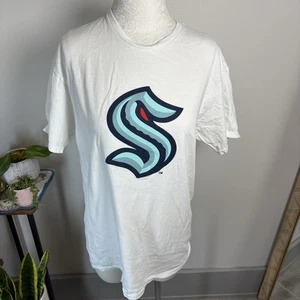 Camiseta Seattle Kraken Unisex/Hombre Grande ~ Blanco Logo NHL Delta Pro Peso - Imagen 1 de 12