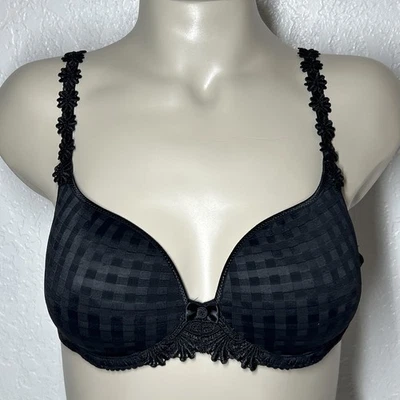 Sujetador Marie Jo Avero acolchado moldeado con aros talla UK 38B floral a cuadros negro Foto 1 de 4