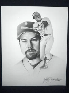 Mark McGwire St Louis Cardinals MLB Baseball Gary Saderup litografia bianco e nero - Foto 1 di 2