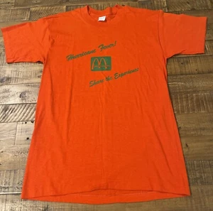 Vintage 80s Hurricane Fever Mcdonalds T Shirt Large Orange Green Single Stitch - Picture 1 of 10