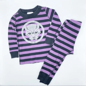 Hanna Andersson Marvel Black Panther striped long john pajamas - Picture 1 of 8